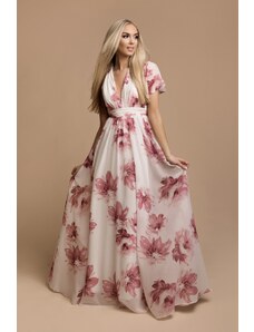 Fehér-rózsaszín virágos ruha