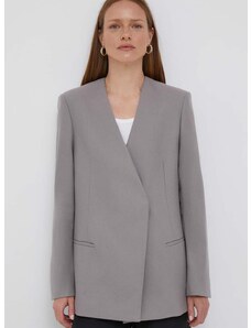 Calvin Klein gyapjú kabát szürke, sima, oversize