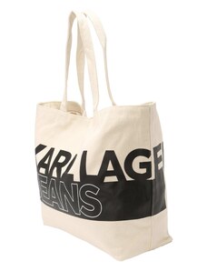 KARL LAGERFELD JEANS Shopper táska bézs / fekete / fehér