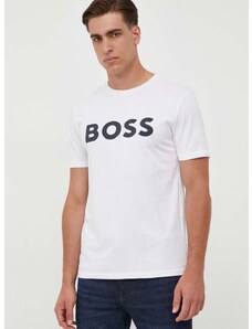 Boss Orange BOSS pamut póló BOSS CASUAL bézs, férfi, nyomott mintás