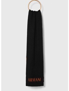 Armani Exchange sál gyapjú keverékből fekete, mintás