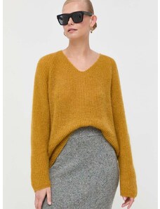 Max Mara Leisure gyapjú pulóver könnyű, női, sárga