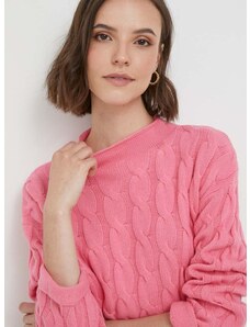 United Colors of Benetton gyapjúkeverék pulóver női, rózsaszín, félgarbó nyakú
