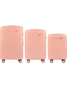 Korall színű utazóbőrönd készlet PRIMROSE DQ181-04, Luggage 3 sets (L,M,S) Wings, Coral
