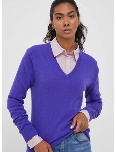 United Colors of Benetton gyapjú pulóver könnyű, női, lila