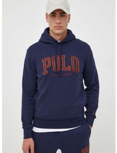 Polo Ralph Lauren felső sötétkék, férfi, nyomott mintás, kapucnis