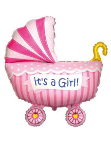 KORREKT WEB Rózsaszín babakocsi Girl Stroller fólia lufi 61 cm (WP)