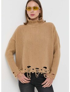 Pinko gyapjú pulóver női, barna, garbónyakú, 101787.A15H