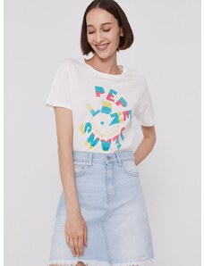 Pepe Jeans t-shirt DREE női, krémszínű