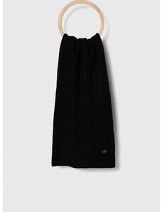 Calvin Klein sál gyapjú keverékből fekete, sima