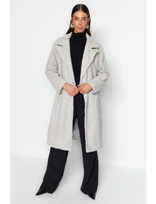 Trendyol szürke oversize széles szabású hosszú bouquette kabát