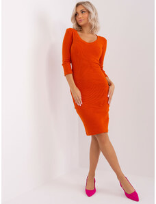 Fashionhunters Dark orange ribbed basic dress Kim RUE PARIS