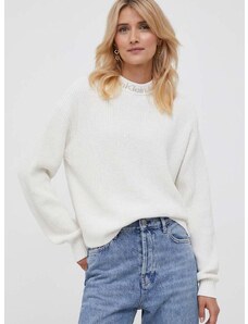 Calvin Klein Jeans pamut pulóver bézs, félgarbó nyakú