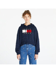 Tommy Hilfiger Női pulcsi Tommy Jeans Center Flag Cable Hoodie Blue