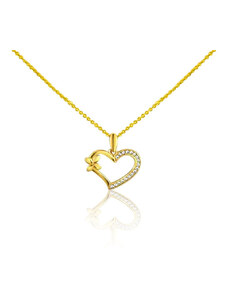 Ékszerkirály 14k arany medál, kristályos szív, négylevelű lóherével