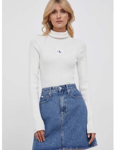 Calvin Klein Jeans pulóver női, garbónyakú, bézs