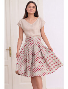 Premium quality 100% polka dotted linen skirt LOTIKA