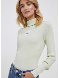 Calvin Klein Jeans pulóver női, garbónyakú, zöld