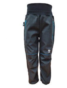 Kukadloo Children's softshell pants SUMMER - black with blue pockets