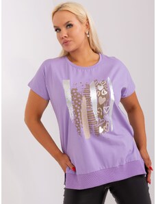 Fashionhunters Light purple blouse plus size with short sleeves