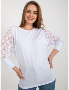 Fashionhunters White blouse Havana RUE PARIS with lace on the sleeves