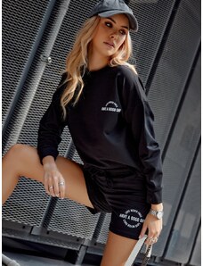 FASARDI Women's Sports Set Sweatshirts Shorts Black
