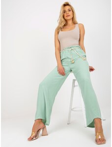Fashionhunters Light Green Swedish Fabric Trousers with Belt