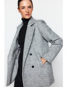 Trendyol Szürke Premium Oversize széles szabású gyapjú cachet kabát