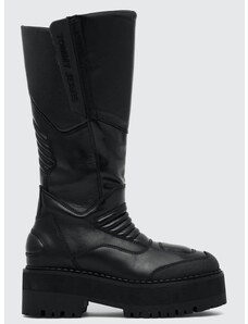Tommy Jeans csizma TJW LONG SHAFT BIKER BOOT fekete, női, enyhén téliesített, lapos talpú, EN0EN02376