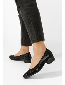 Zapatos Montremy v5 fekete alacsony sarkú körömcipők