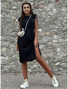 Fashionhunters Black casual dress MAYFLIES with elastic waistband