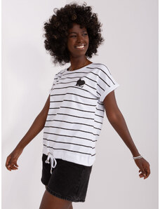 Fashionhunters Black and white striped cotton blouse