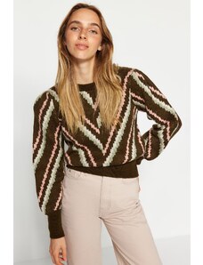 Trendyol Khaki puha textúrájú kötöttáru pulóver