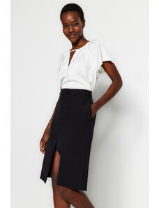 Trendyol Black Pencil Slit Detailed Midi Woven Skirt