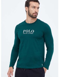 Polo Ralph Lauren hosszú ujjú pamut pizsama felső zöld, nyomott mintás