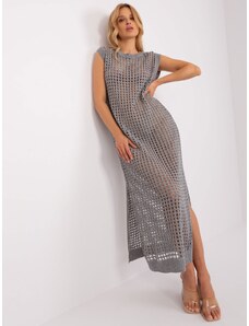 Fashionhunters Gray maxi dress for summer