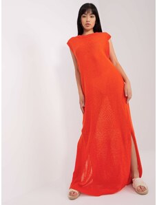 Fashionhunters Orange knitted dress of waistcoat cut