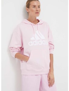 adidas pamut melegítőfelső rózsaszín, női, nyomott mintás, kapucnis