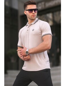 Madmext Dyed Gray Basic Regular Fit Men's Polo Neck T-Shirt 6100