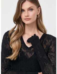 Twinset gyapjúkeverék pulóver könnyű, női, fekete