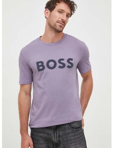Boss Orange BOSS pamut póló BOSS CASUAL lila, férfi, nyomott mintás