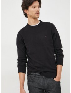 Tommy Hilfiger pulóver kasmír keverékből könnyű, férfi, fekete