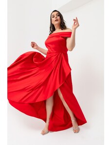 Lafaba női Red Boat nyak plusz méretű szatén estélyi ruha és báli ruha