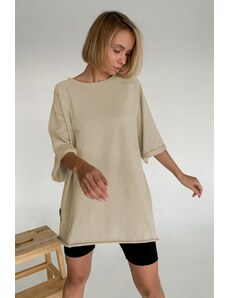 Madmext Camel Oversize Basic Women's T-Shirt