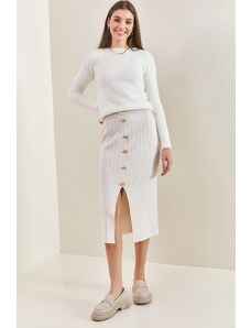 Bianco Lucci Women's Buttoned Knitwear Skirt