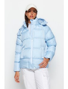 Trendyol Blue Oversize kapucnis vízlepergető felfújható kabát