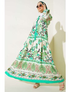 Bigdart 2423 Autentikus mintás hidzsáb ruha - zöld