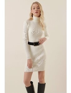 Bigdart Women's White Turtleneck Knitwear Dress