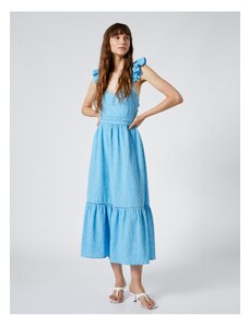 Koton Frilled Dress with Straps Back Detailed Ruffles Viscose Blend.