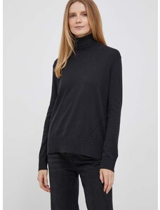 Pepe Jeans gyapjúkeverék pulóver Donna könnyű, női, fekete, garbónyakú